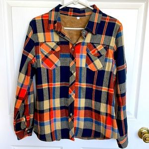Fully Faux Fur Lined Flannel Shirt/Jacket. Size Medium.